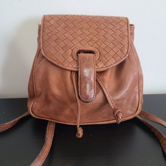 Bottega Veneta Intrecciato Mini Backpack Leather Brown